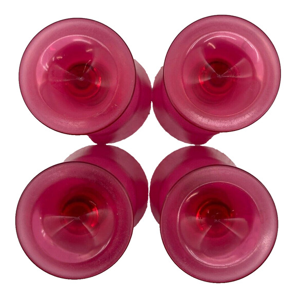 Set of 4 Cranberry Wine Cocktail Plastic Glasses Collectible Beverageware 4 3/8" - Picture 4 of 8